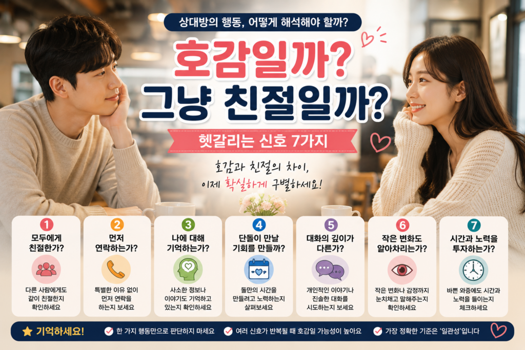 호감과 친절의 차이를 설명하는 연애심리 대표 이미지