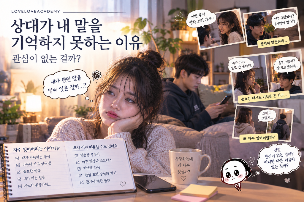 연애에서 상대가 내 말을 기억하지 못하는 이유와 관심이 없는지 판단하는 방법