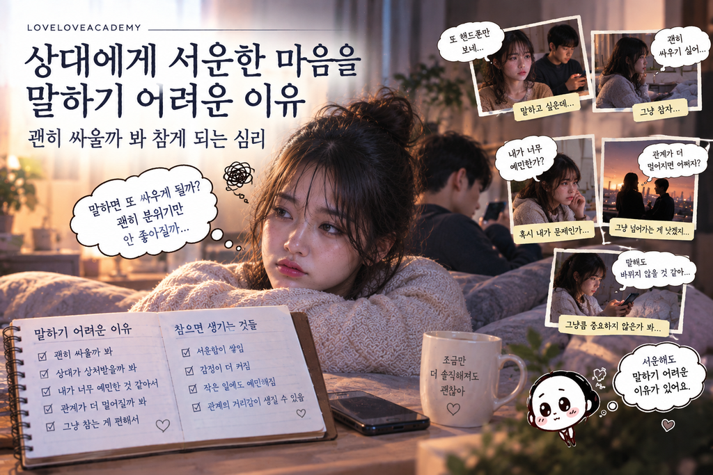 연애에서 상대에게 서운한 마음을 말하기 어려운 이유와 싸움이 두려워 감정을 참는 심리