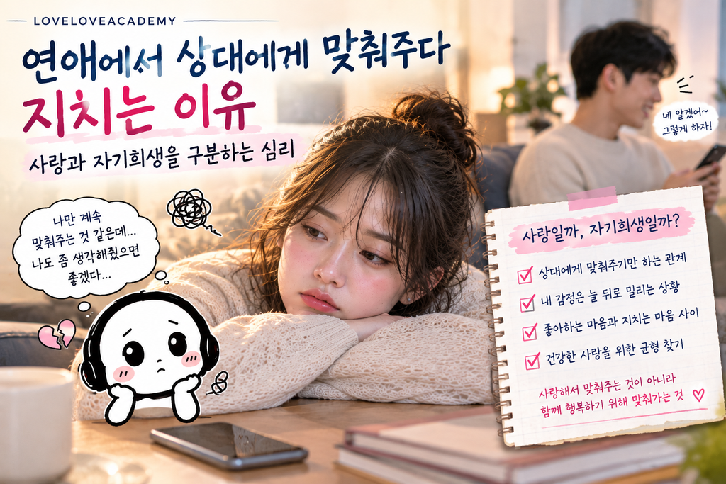 연애에서 상대에게 맞춰주다 지치는 이유와 사랑과 자기희생을 구분하는 심리